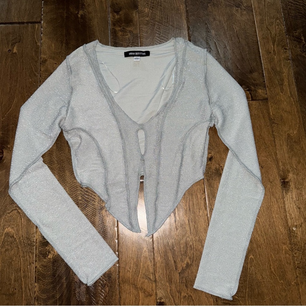 Urban Outfitters Gray Long Sleeve Crop Blouse